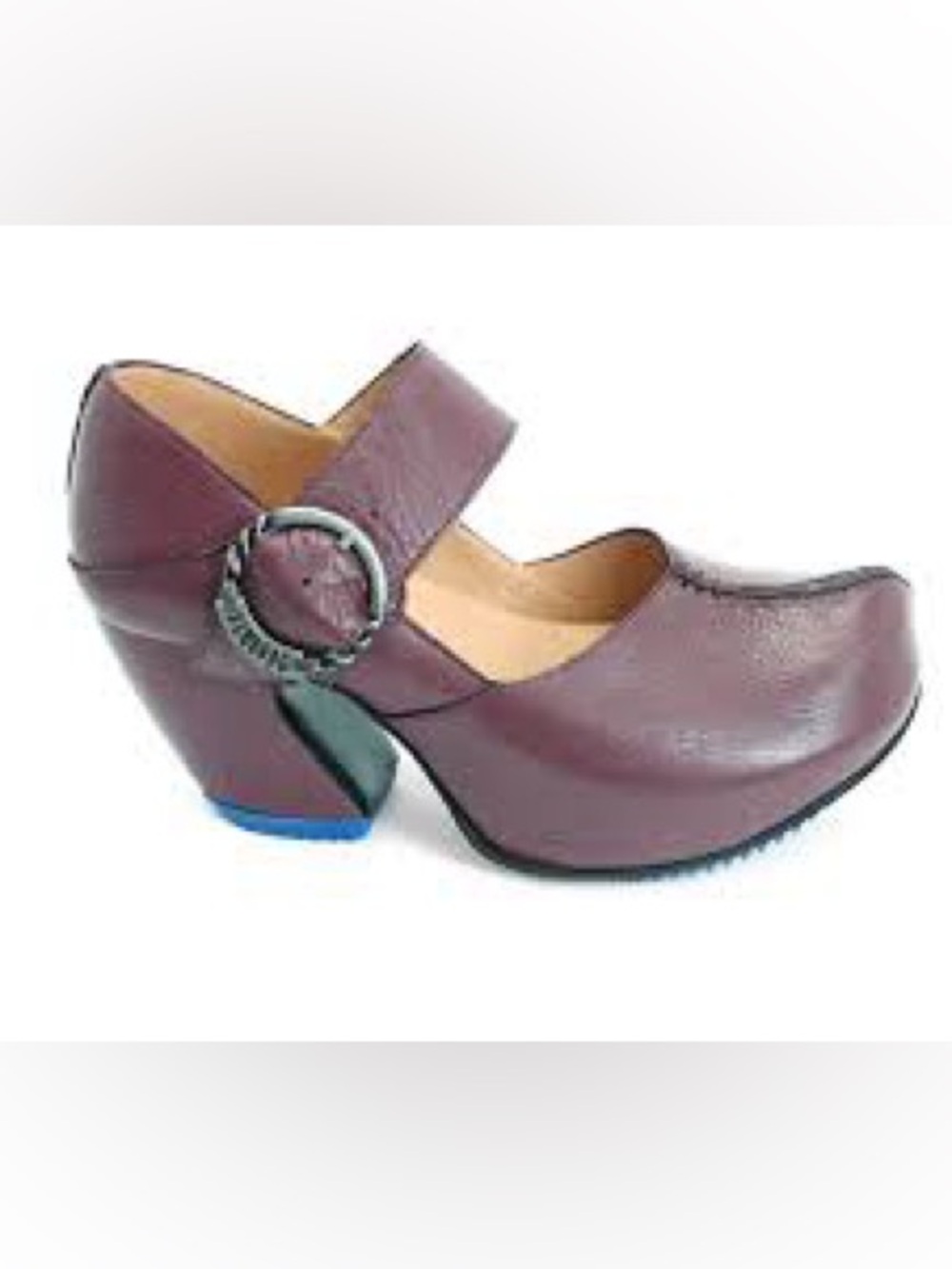 Fluevog Prepare Leader platform MaryJane shoes buckles curved heels. 9